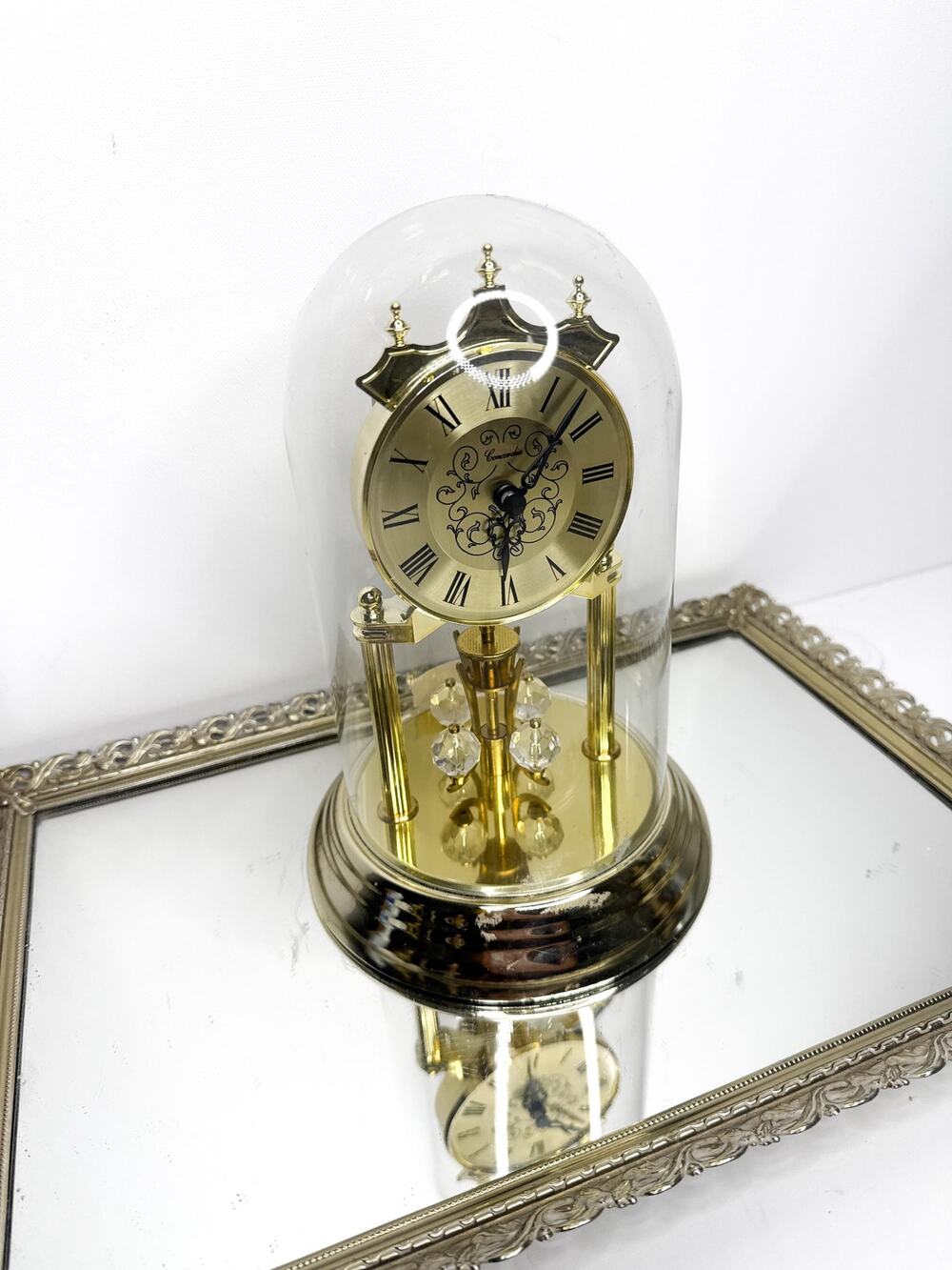 Vintage Concordia glass dome crystal pendulum clock - works